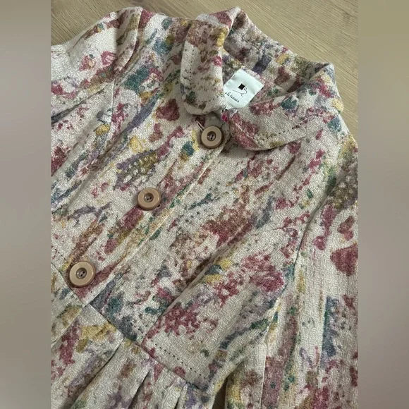 Vintage Anthropologie Elevenses Blurred Fresco Peacoat in Pastels size 10 - Picture 2 of 5